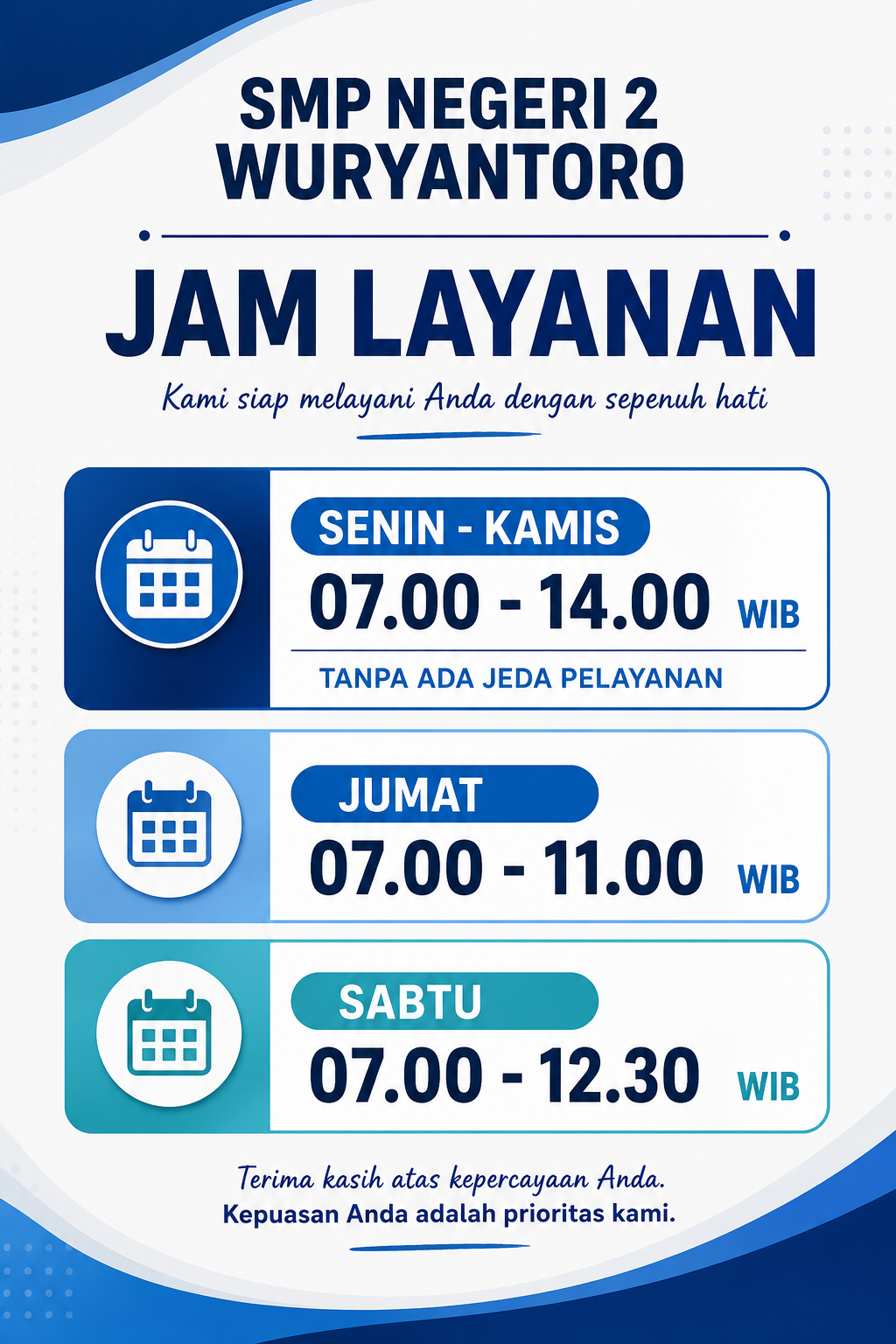 JAM LAYANAN LANGSUNG DI SMPN 2 WURYANTORO